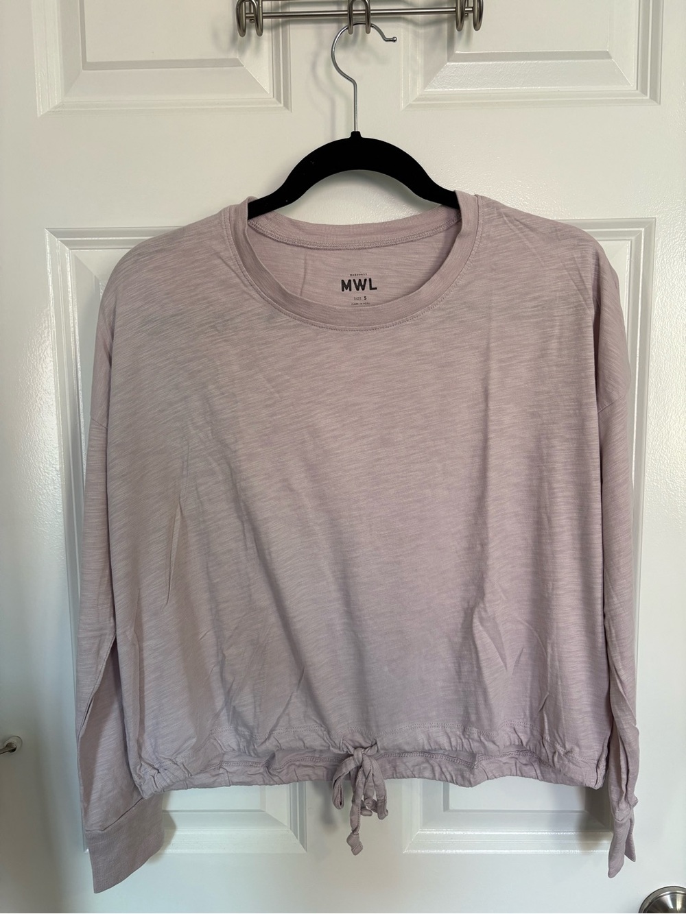 Madewell Dusty Mauve Tie-Hem Long-Sleeve Tee
